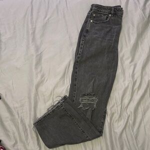 Garage Denim Wide Leg Jeans - Charcoal